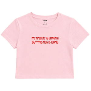 Chronic & Iconic Baby Tee | Slogan Baskılı Crop Tişört - Pembe
