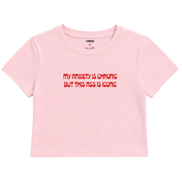 Chronic & Iconic Baby Tee | Slogan Baskılı Crop Tişört - Pembe