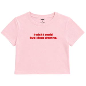 Don’t Want To Baby Tee | Slogan Baskılı Crop Tişört - Pembe