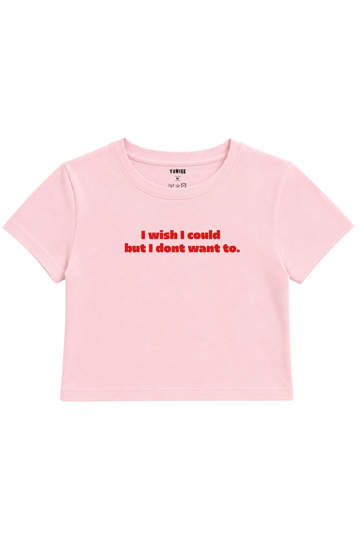 Don’t Want To Baby Tee | Slogan Baskılı Crop Tişört - Pembe