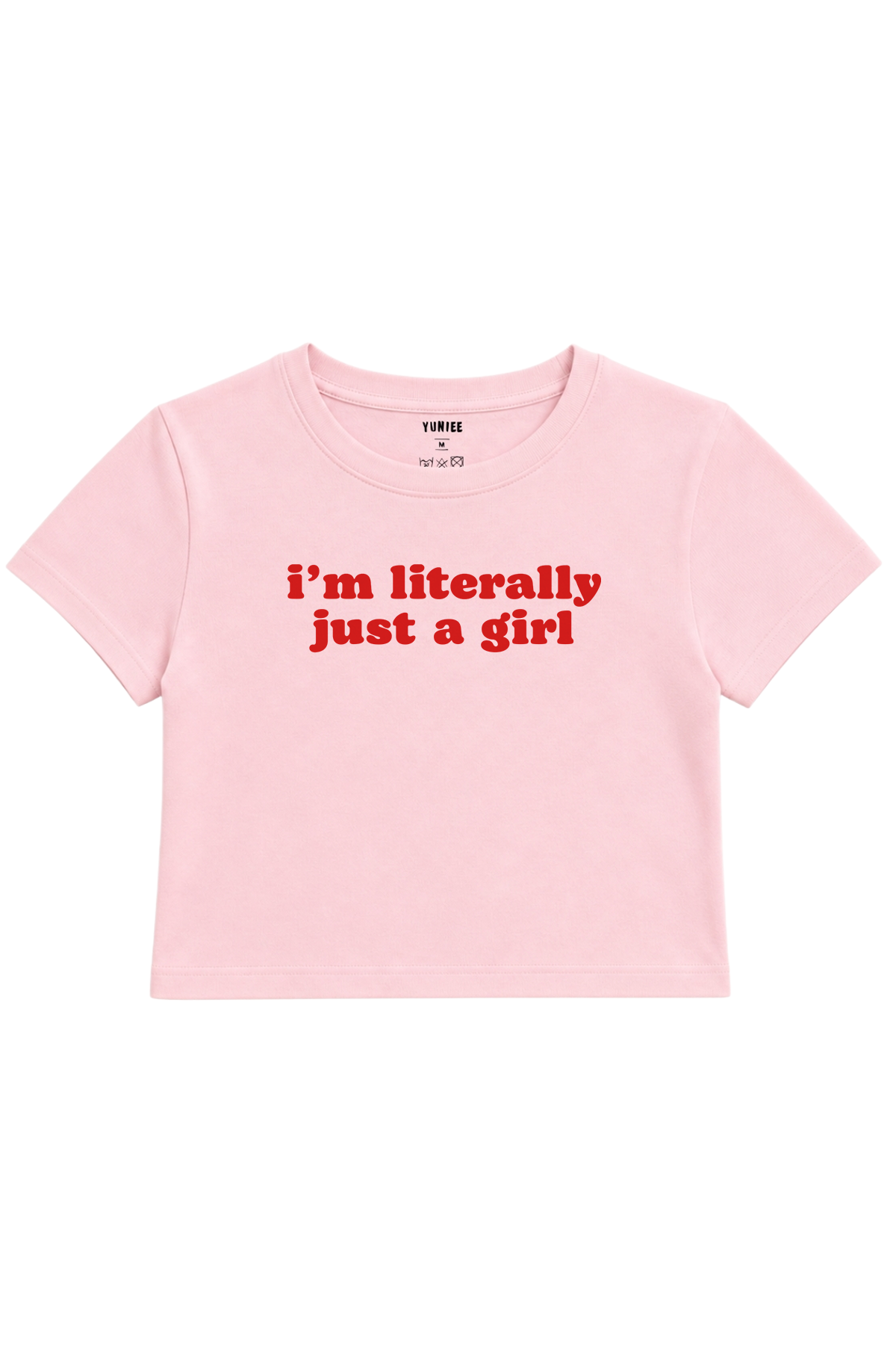 Just a Girl Baby Tee | Slogan Baskılı Crop Tişört - Pembe
