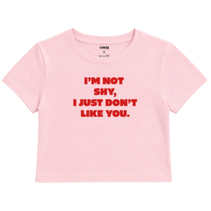 Don’t Like You Baby Tee | Slogan Baskılı Crop Tişört - Pembe