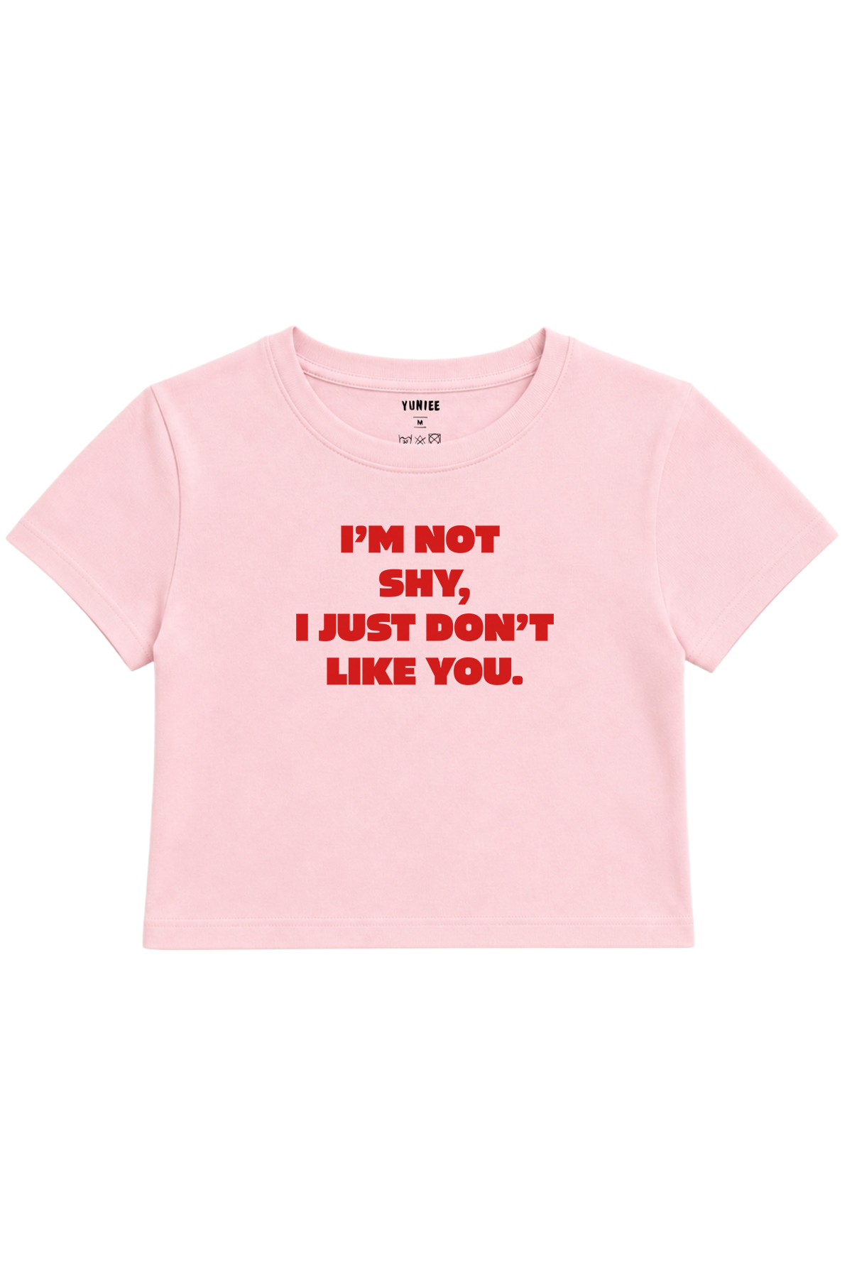 Don’t Like You Baby Tee | Slogan Baskılı Crop Tişört - Pembe