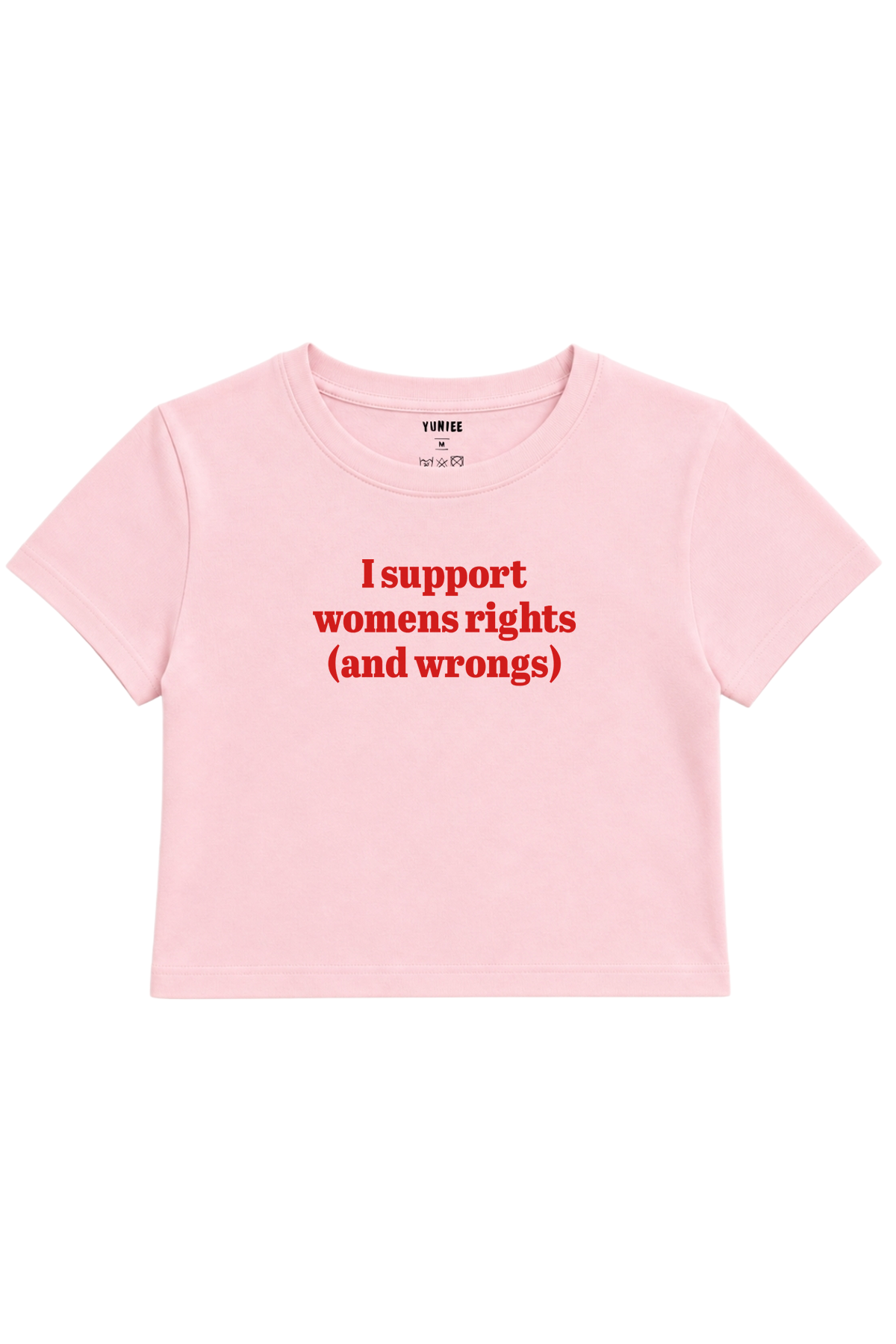Rights & Wrongs Baby Tee | Slogan Baskılı Crop Tişört - Pembe