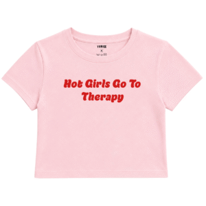 Therapy Baby Tee | Slogan Baskılı Crop Tişört - Pembe