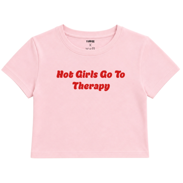 Therapy Baby Tee | Slogan Baskılı Crop Tişört - Pembe