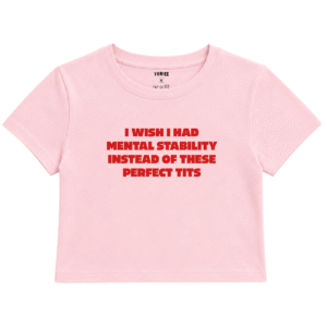 Mental Stability Baby Tee | Slogan Baskılı Crop Tişört - Pembe