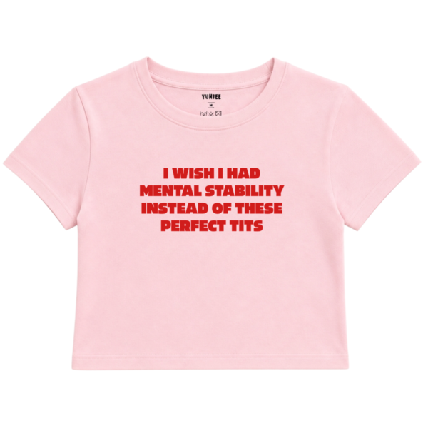 Mental Stability Baby Tee | Slogan Baskılı Crop Tişört - Pembe