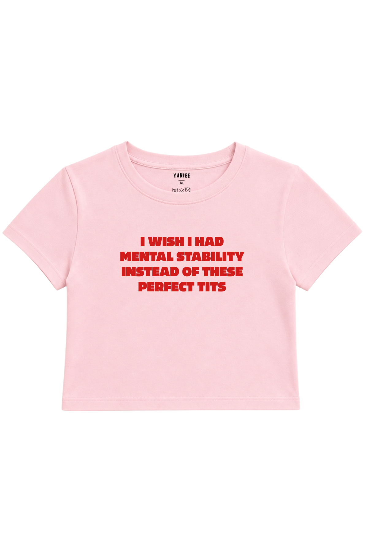Mental Stability Baby Tee | Slogan Baskılı Crop Tişört - Pembe
