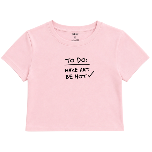 To Do List Baby Tee | Slogan Baskılı Crop Tişört - Pembe
