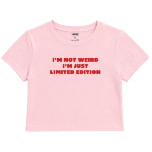 Limited Edition Baby Tee | Slogan Baskılı Crop Tişört - Pembe