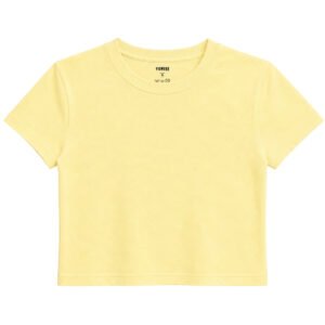 Baby Tee Basic | Düz Crop Tişört - Sarı