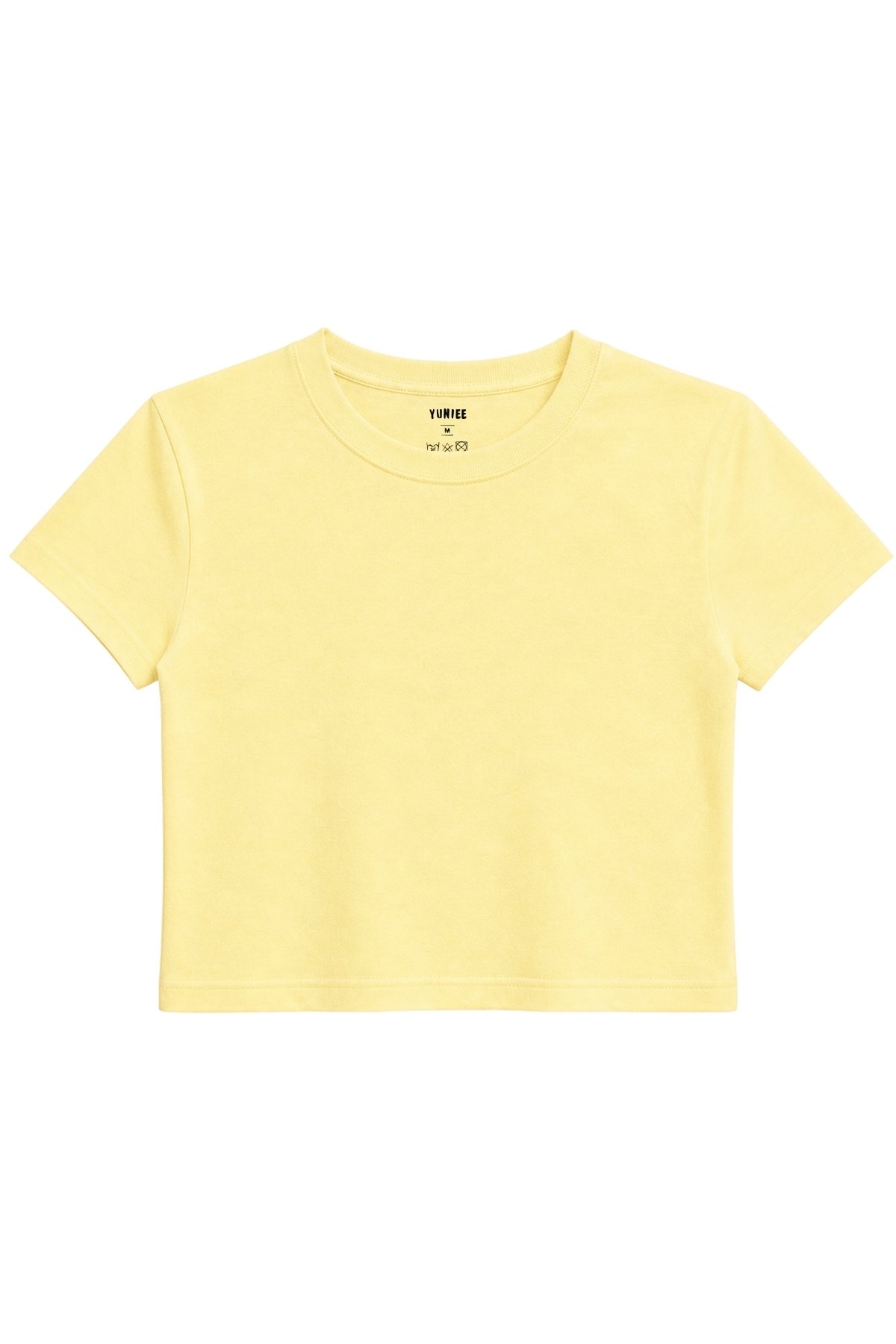 Baby Tee Basic | Düz Crop Tişört - Sarı