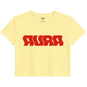 Aura Baby Tee | Slogan Baskılı Crop Tişört - Sarı