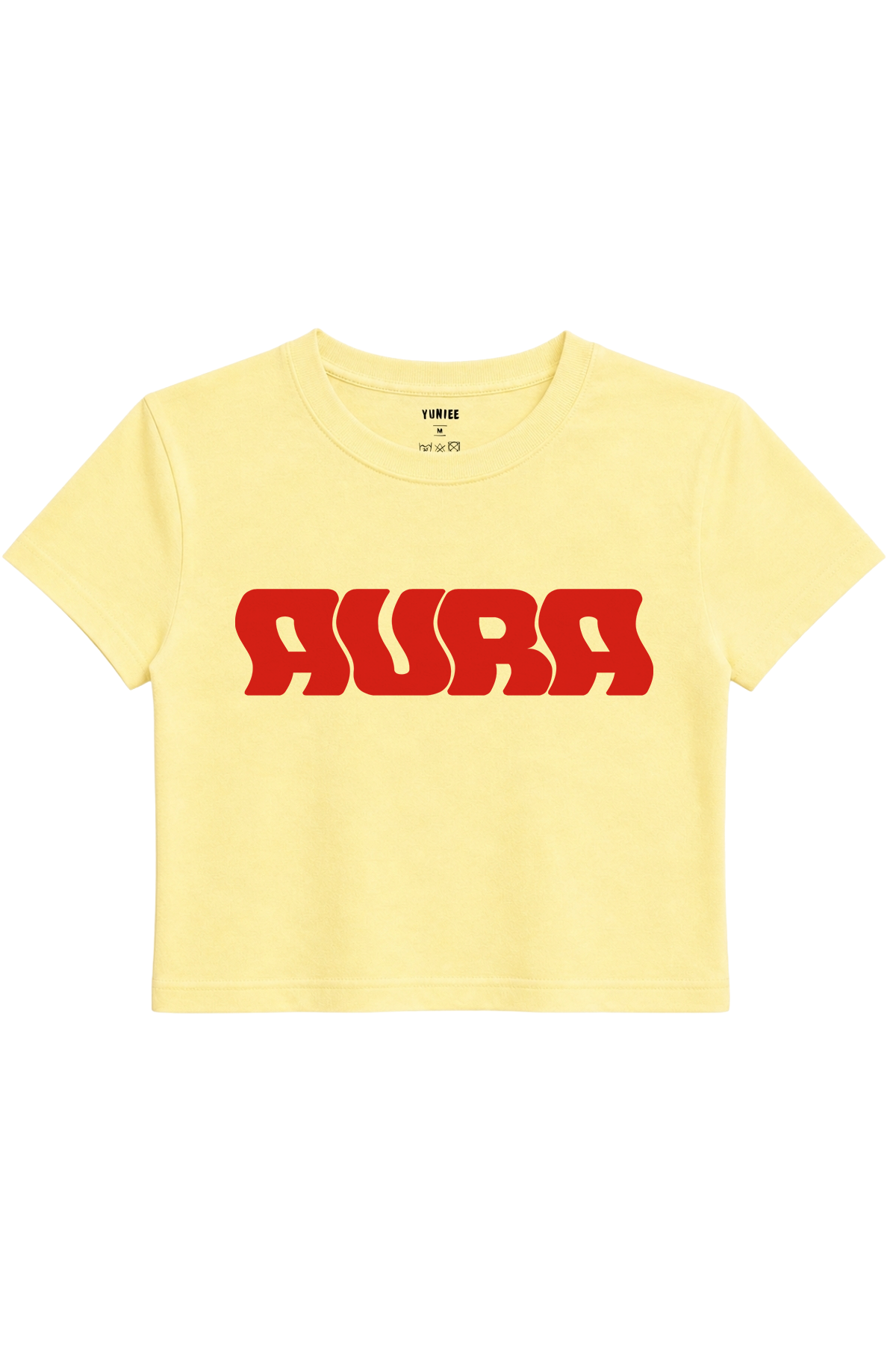 Aura Baby Tee | Slogan Baskılı Crop Tişört - Sarı