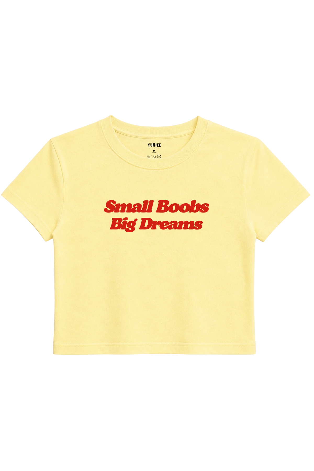Big Dreams Baby Tee | Slogan Baskılı Crop Tişört - Sarı