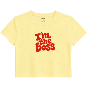 The Boss Baby Tee | Slogan Baskılı Crop Tişört - Sarı