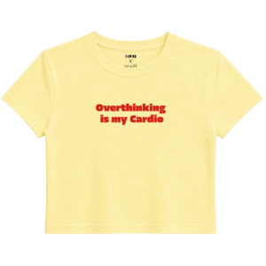 Cardio Baby Tee | Slogan Baskılı Crop Tişört - Sarı