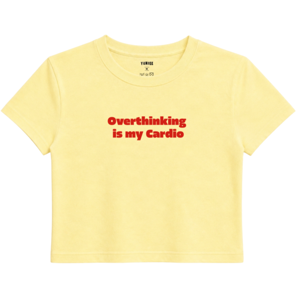 Cardio Baby Tee | Slogan Baskılı Crop Tişört - Sarı