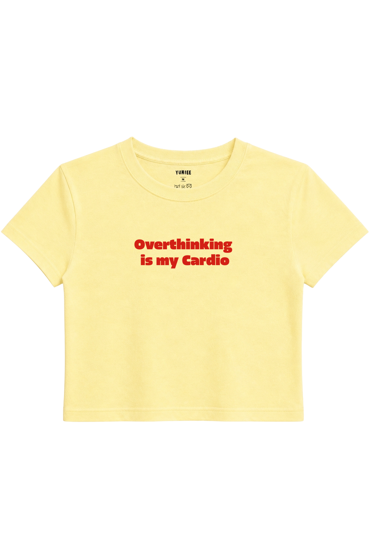 Cardio Baby Tee | Slogan Baskılı Crop Tişört - Sarı