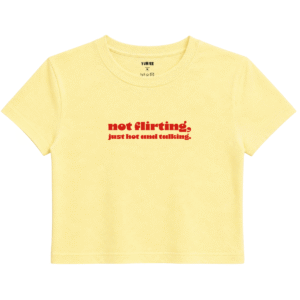 Hot & Talking Baby Tee | Slogan Baskılı Crop Tişört - Sarı