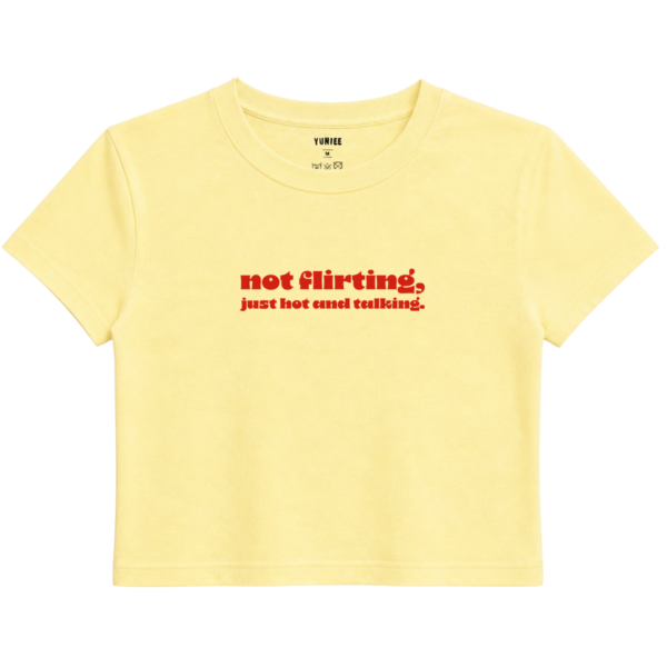 Hot & Talking Baby Tee | Slogan Baskılı Crop Tişört - Sarı