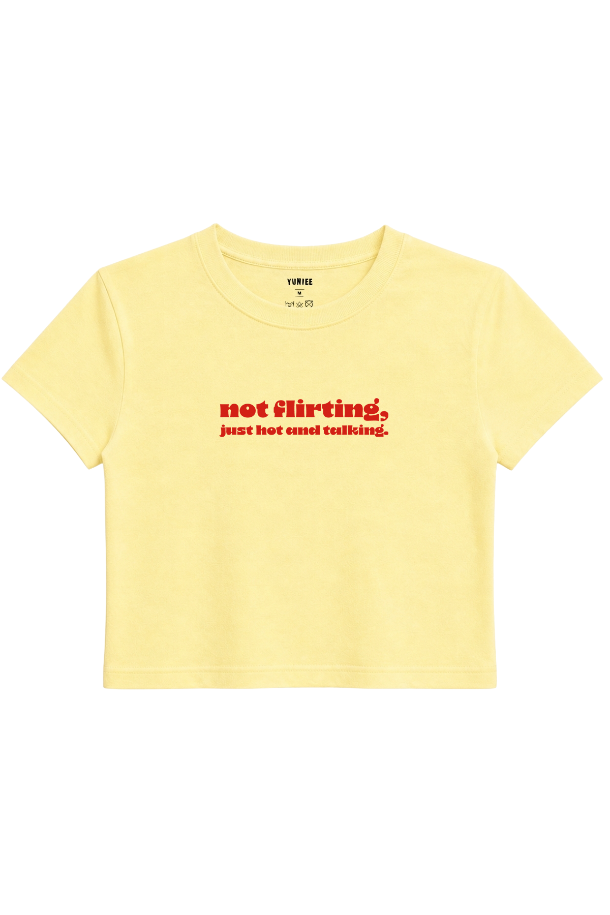 Hot & Talking Baby Tee | Slogan Baskılı Crop Tişört - Sarı