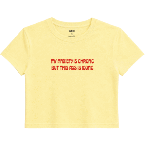 Chronic & Iconic Baby Tee | Slogan Baskılı Crop Tişört - Sarı
