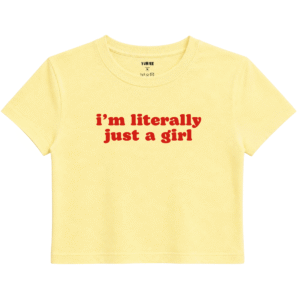 Just a Girl Baby Tee | Slogan Baskılı Crop Tişört - Sarı