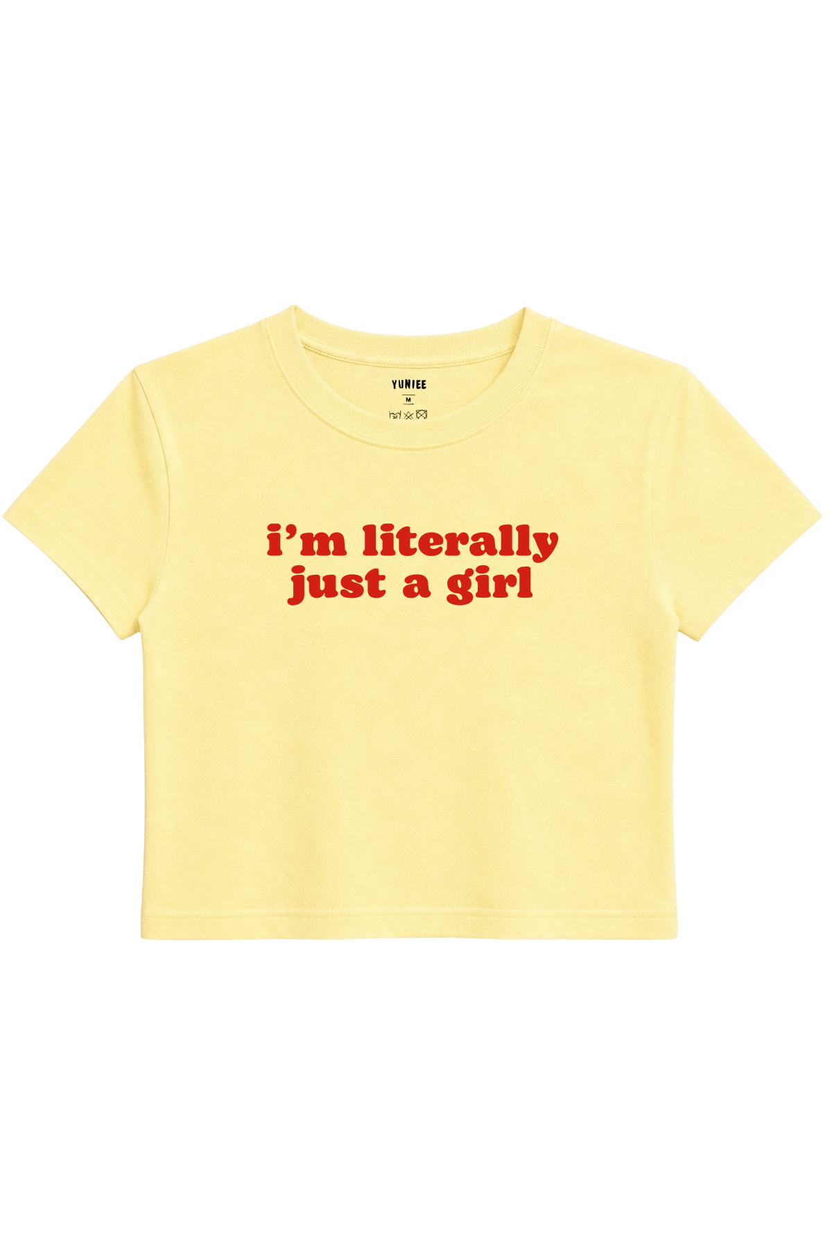 Just a Girl Baby Tee | Slogan Baskılı Crop Tişört - Sarı