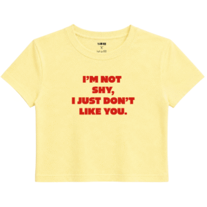 Don’t Like You Baby Tee | Slogan Baskılı Crop Tişört - Sarı