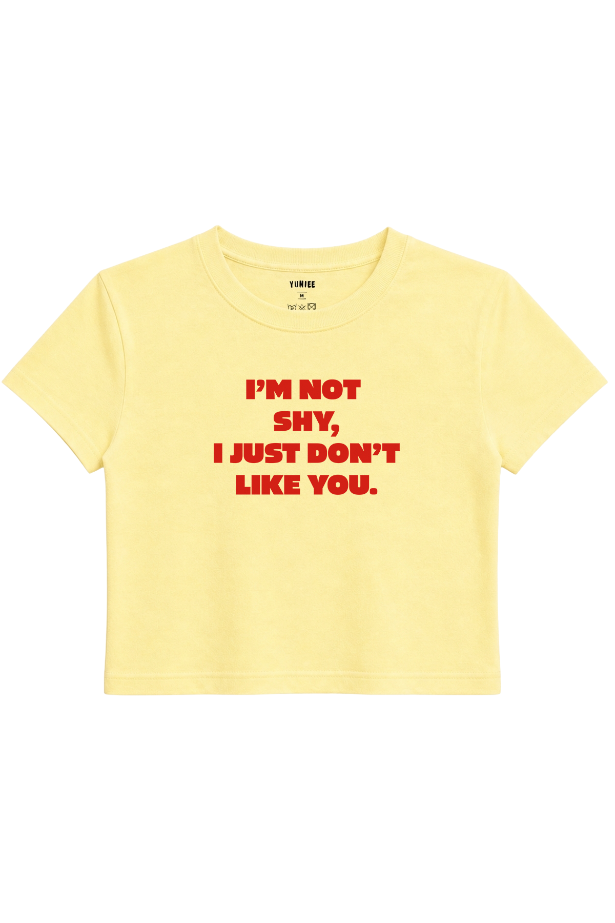 Don’t Like You Baby Tee | Slogan Baskılı Crop Tişört - Sarı