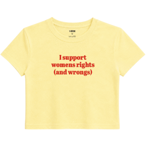 Rights & Wrongs Baby Tee | Slogan Baskılı Crop Tişört - Sarı