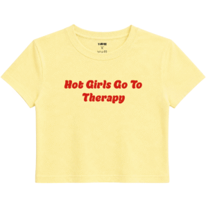 Therapy Baby Tee | Slogan Baskılı Crop Tişört - Sarı