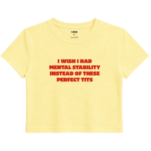 Mental Stability Baby Tee | Slogan Baskılı Crop Tişört - Ekru