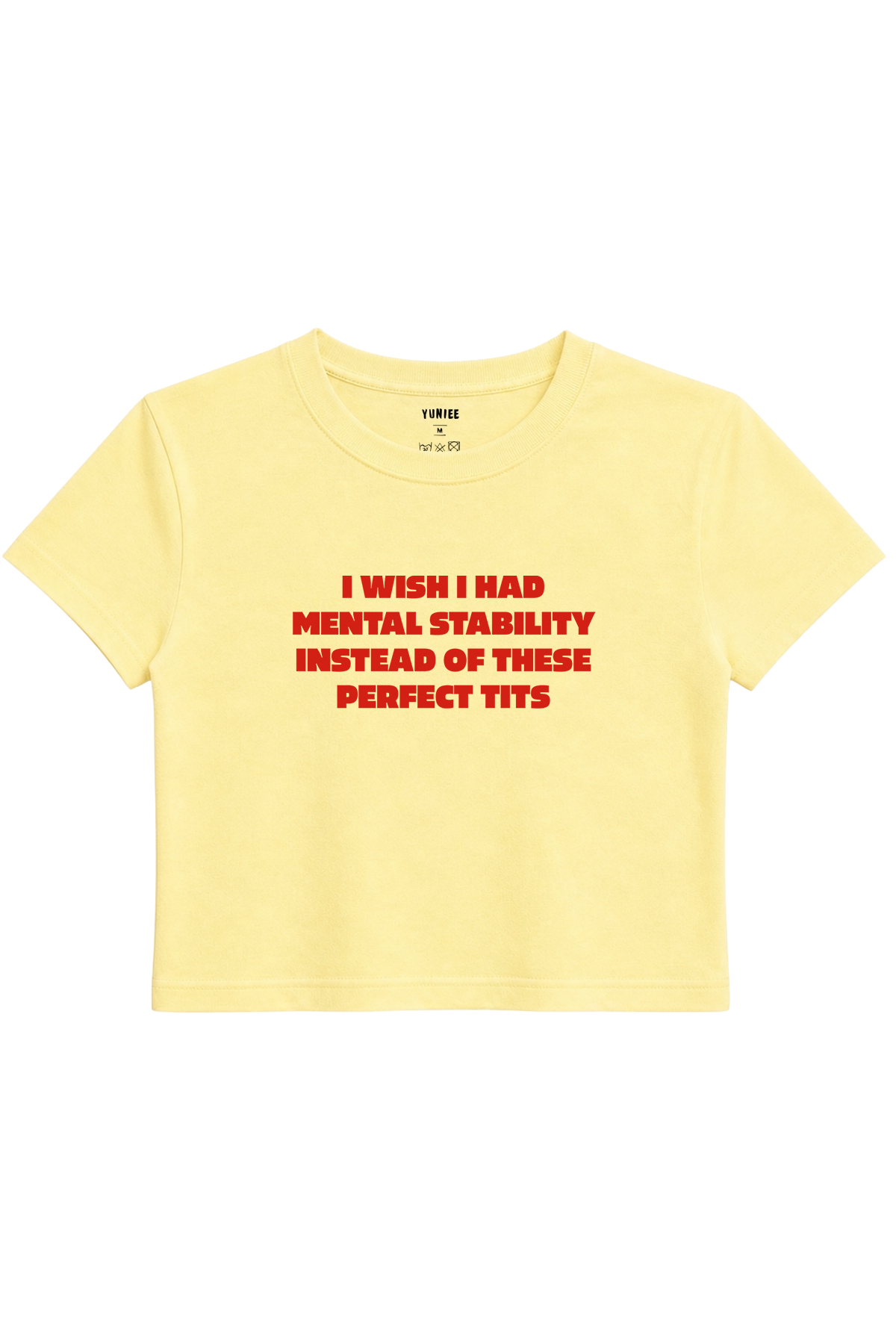 Mental Stability Baby Tee | Slogan Baskılı Crop Tişört - Ekru