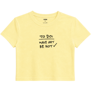 To Do List Baby Tee | Slogan Baskılı Crop Tişört - Sarı