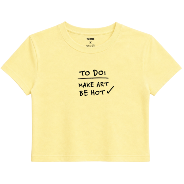 To Do List Baby Tee | Slogan Baskılı Crop Tişört - Sarı
