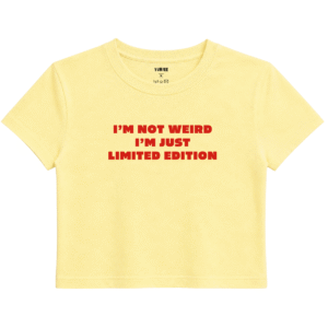 Limited Edition Baby Tee | Slogan Baskılı Crop Tişört - Sarı