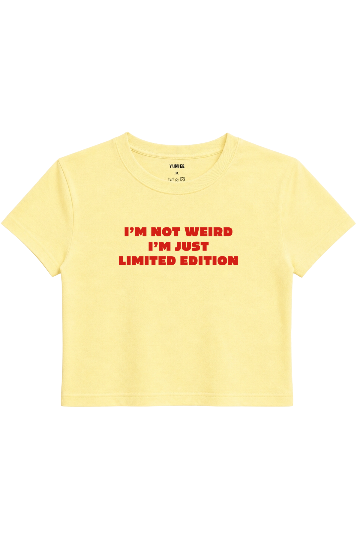 Limited Edition Baby Tee | Slogan Baskılı Crop Tişört - Sarı
