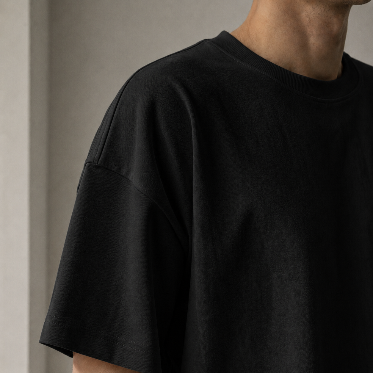Premium Oversize %100 Pamuk Unisex Tişört 220 Gr Heavyweight - Siyah - Görsel 5