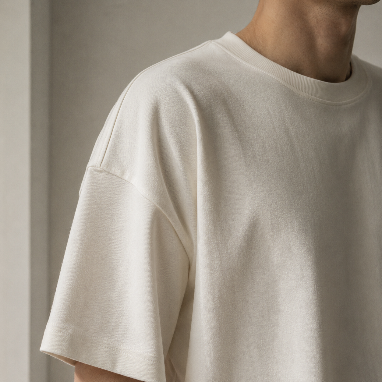 Premium Oversize %100 Pamuk Unisex Tişört 220 Gr Heavyweight - Ekru - Görsel 5